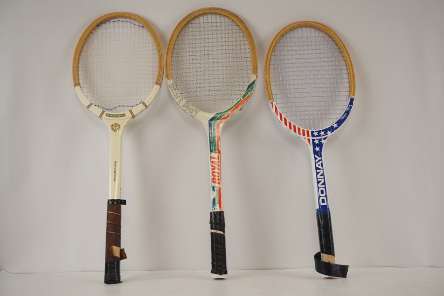 3 retro Tennisracketar Royal mm. A114