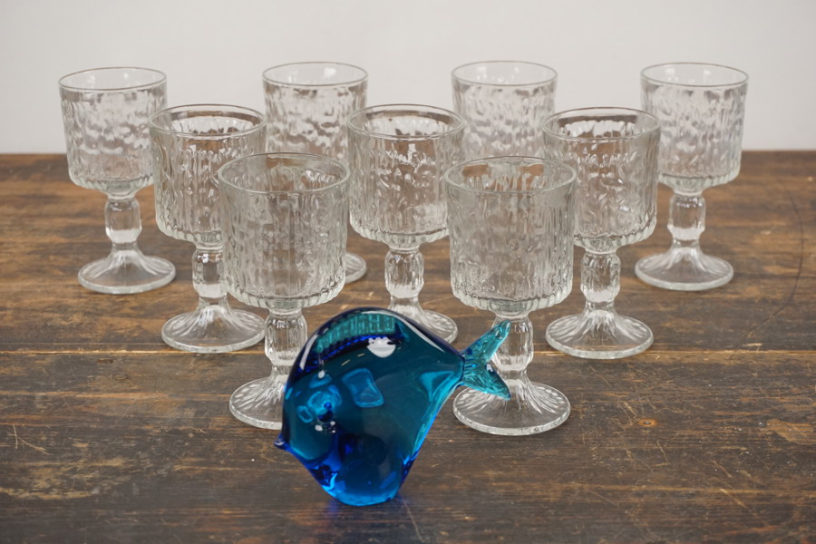 Glasskulptur blå fisk mm. G69