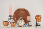 Kopparbricka, väckarklocka mm. D48/