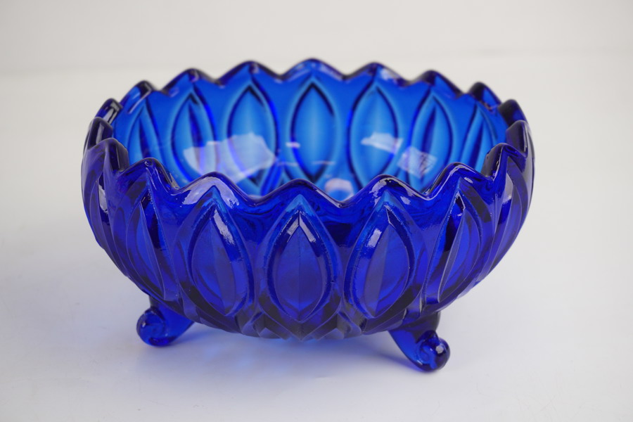 Art Deco Lausitzer Glaswerke blå skål. G14