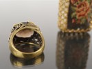 Vintage parfymflaska & ring i mässing. A42