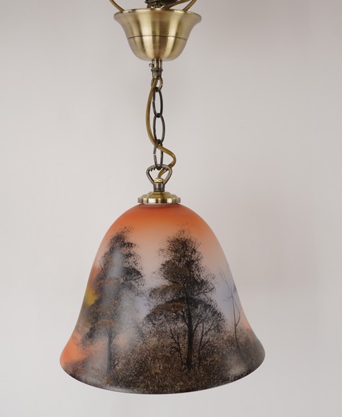 Taklampa dekormålat glas. C2