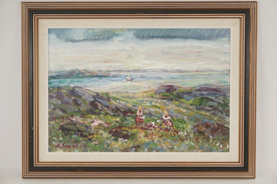 Nils Severin segelbåt  82x62cm. M40/