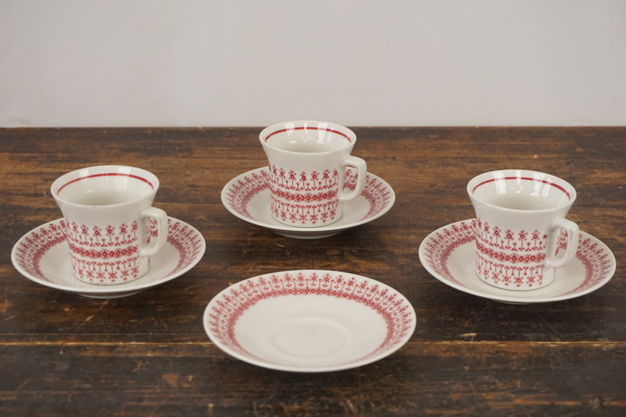 UE Gefle Stramalj 3 kaffekoppar med fat mm. G31