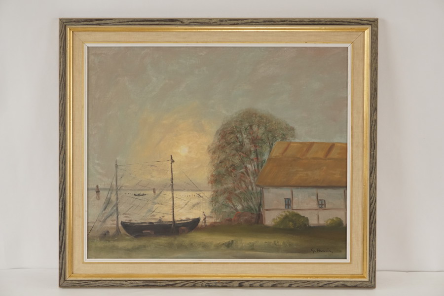 G. Hamrin -Båt på ängen 72x61. M43