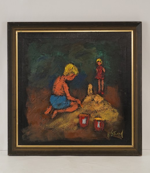 H. Strand - Lekande barn 68x68. M49