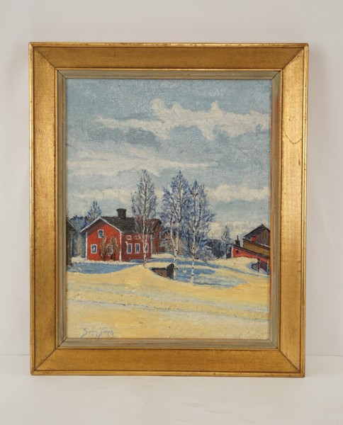 S. Tiren -Gård i vinterskrud 44x53. M90