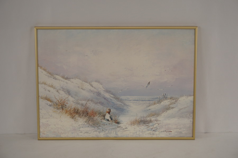 Barn på stranden Tryck 71x51cm. M61/