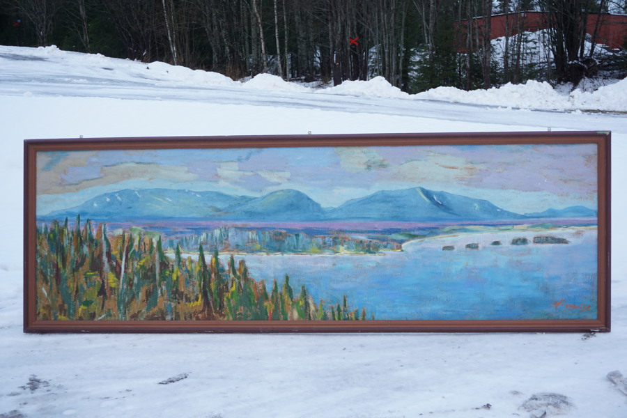 Häggqvist Stor tavla berg landskap 315x105cm. B99