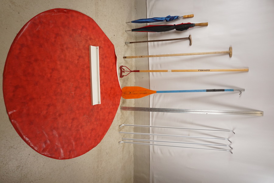 Fiskars kultivator, paddel, paraply, plastduk mm. B125