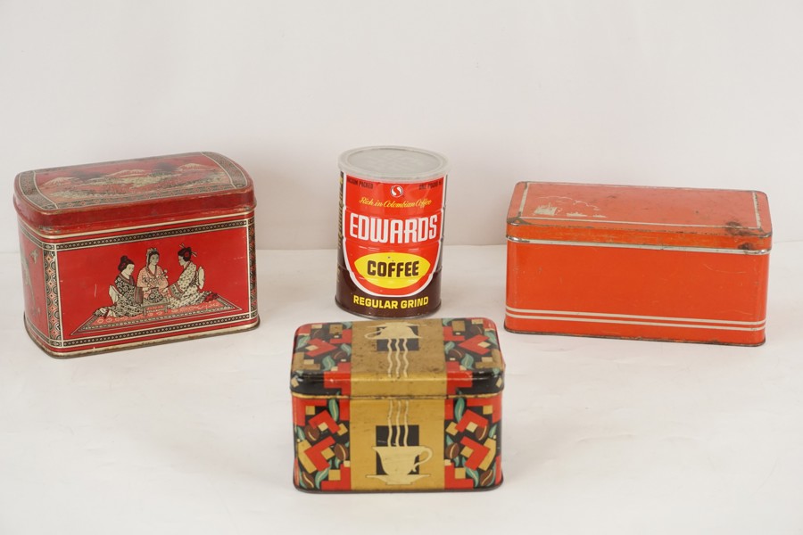 Vintage 4st Plåtburkar Edwards mm. A13/