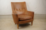 Läderfåtölj brun. B129  