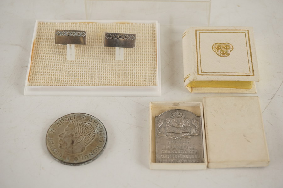 Mynt 5kr 1955, manschettknappar i silver mm. A59