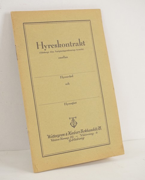 Gammal Hyreskontrakt 1935. A2/