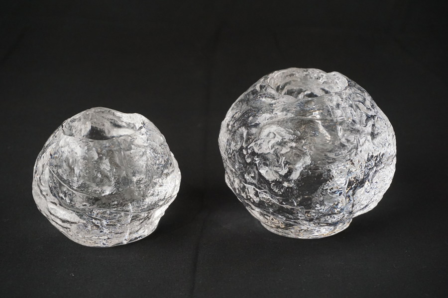 2st Snöboll Ljuslykta i kristall Kosta Boda. G7