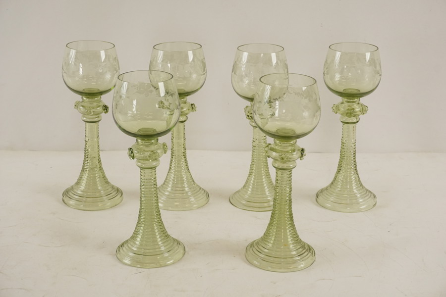 6st Vintage Vinglas Remmare grön. G61