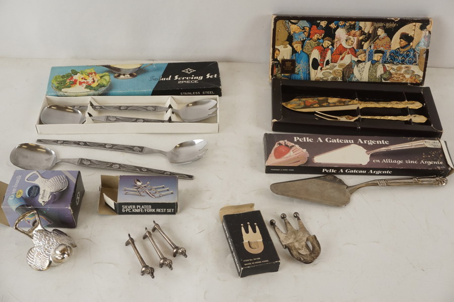 Smörhundar i nysilver, Tulpan salladsbestick mm. A146