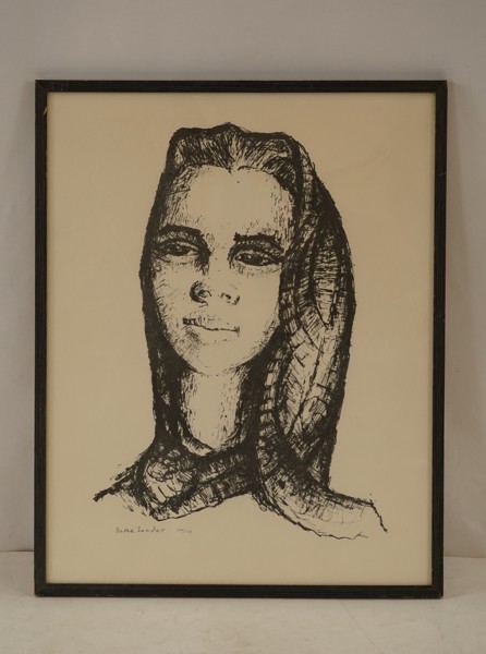 Ecke Zander, Litografi, kvinna med slöja. M31