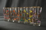 6st Vintage glas, blommotiv. G124
