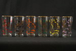 6st Vintage glas, blommotiv. G124