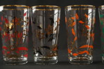 6st Vintage glas, blommotiv. G124