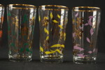 6st Vintage glas, blommotiv. G124