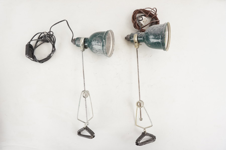 2st Vintage klämlampor grön. A389