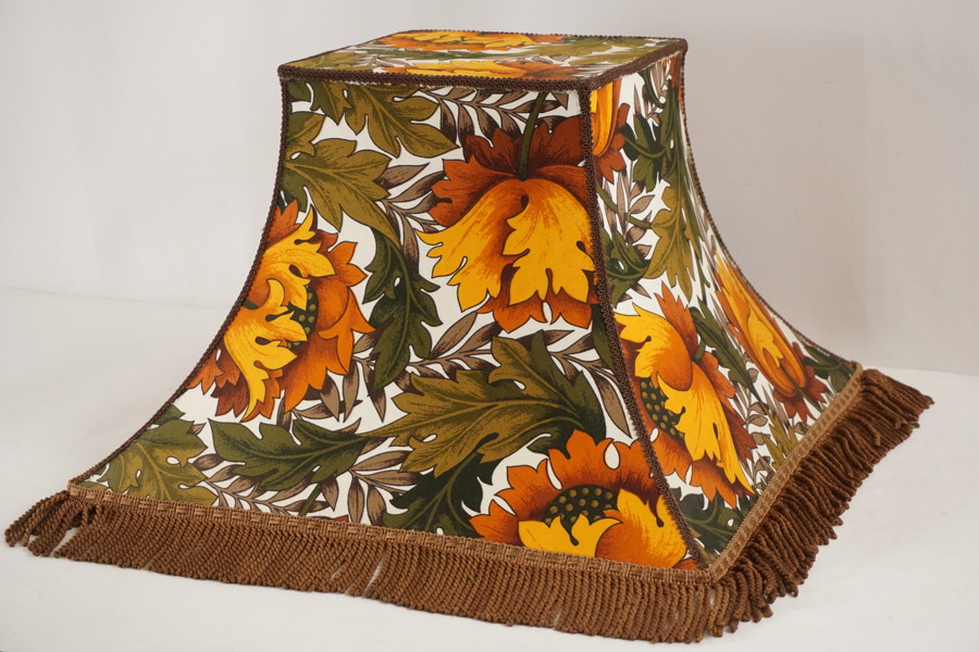 Vintage lampskärm, orange, grön. M1