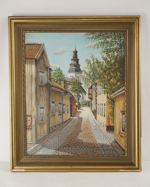 Tavla, motiv: i staden 57x67cm. M5