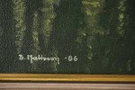 B. Mattsson 89 tavla, vy över en by, 50x35cm. M7