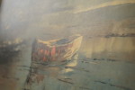 Tavla, båt på sjön, 90x52cm. M16