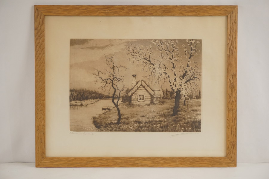 J. Skoglund,  Äppelträd, tryck 65,5x53cm. M18