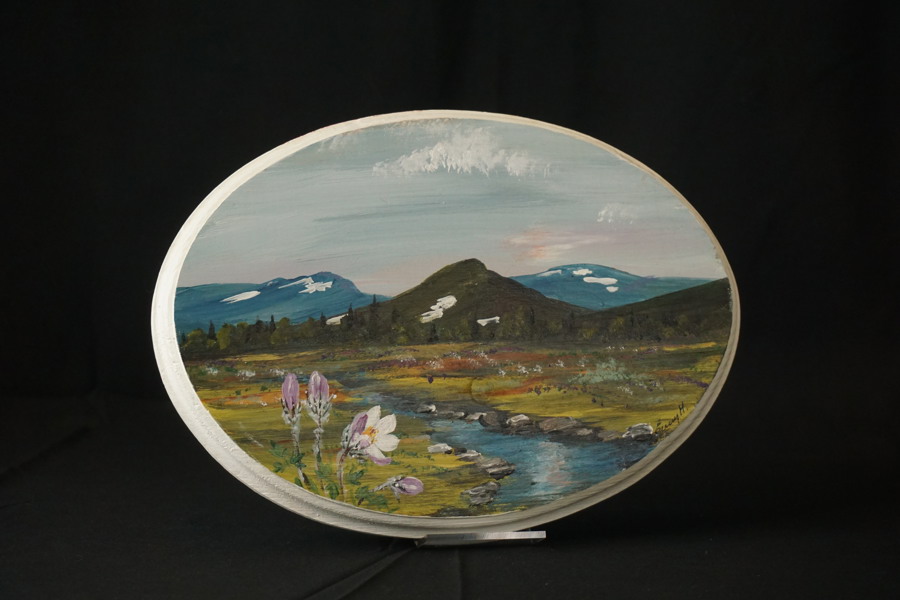 Emmy & John Haraldsson, träplatta, handmålad. A30