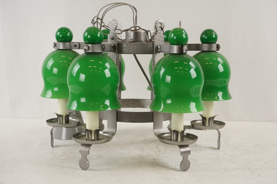 Taklampa, 6armad metall och glas. C4