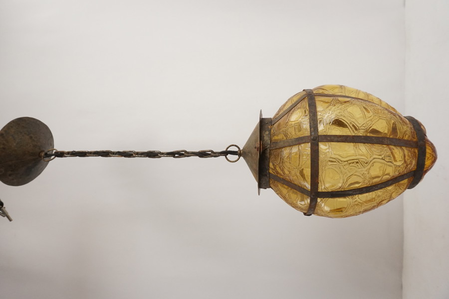 Taklampa glas/smide. G71