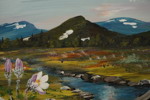 Emmy & John Haraldsson, träplatta, handmålad. A30/