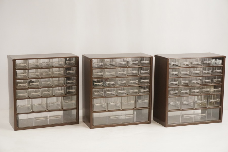 3st raaco, sortimentskåp, bruna. D3