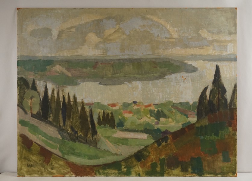 Gatu, landskap, målning 89x116cm B80