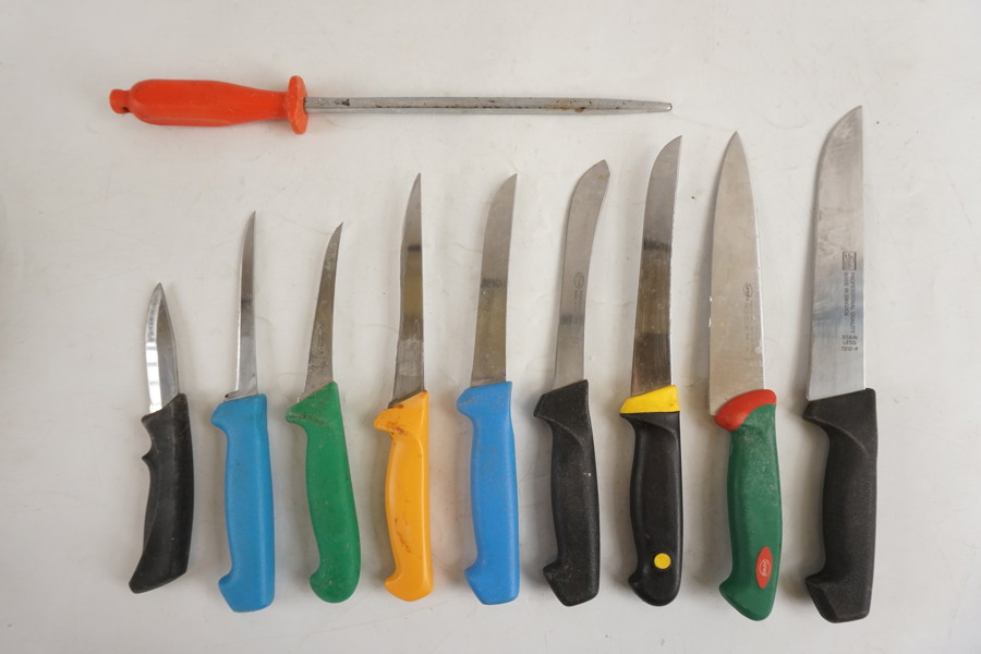 Slaktarknivar, knivslip Frost, Giesser, Mora mm.  D86