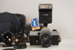 Praktica kamera reflex , blixt 3st objektiv mm. D115