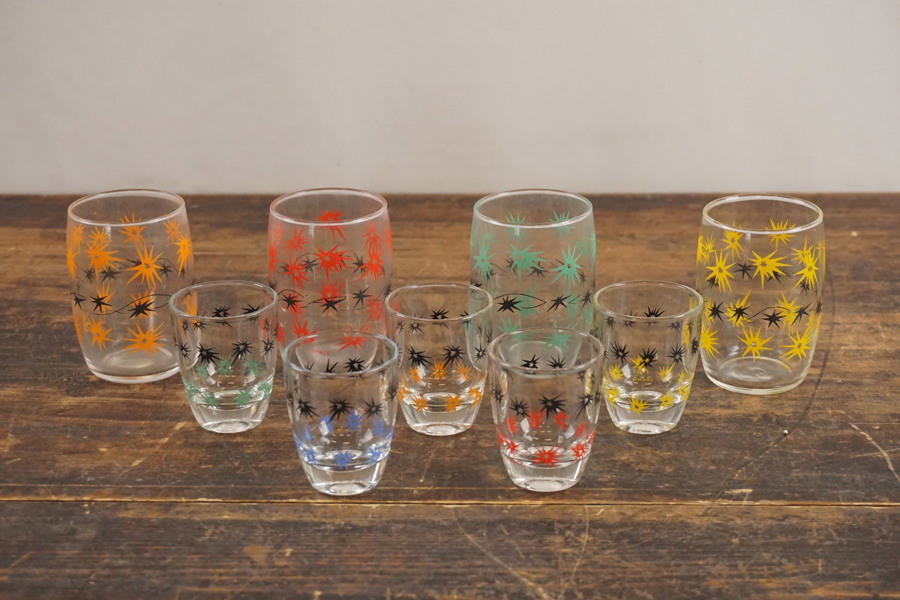 9st Vintage 1960s Atomic Shot snapsglas. G24