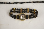 Halsband & armband med svarta pärlor. A234