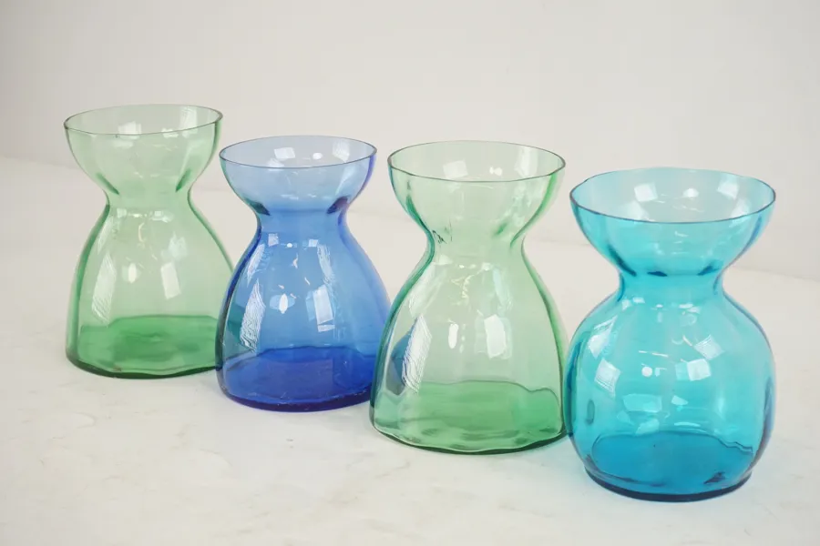 4st lökglasvaser grön, blå. G10