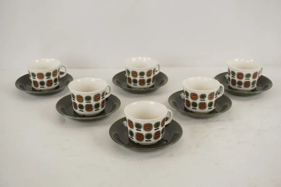 6st Berit Ternell Upsala Ekeby Inka kaffekoppar. G54