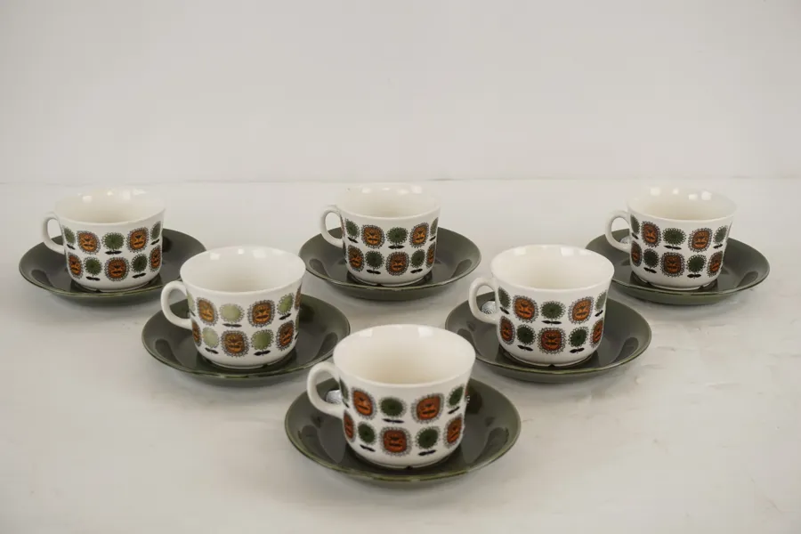 6st Berit Ternell Upsala Ekeby Inka kaffekoppar. G55