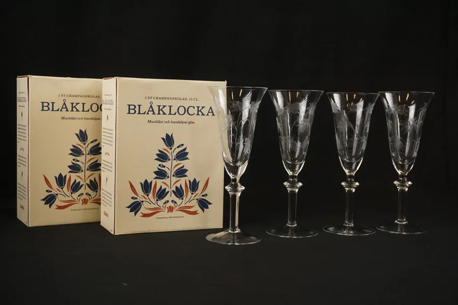 4st Blåklocka champangeglas. G18