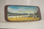 Landskap & trähydda målat tråg 42x18. M6
