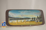 Landskap & trähydda målat tråg 42x18. M6