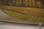 E. Alm Kyrka, målat tråg 54x25. M8