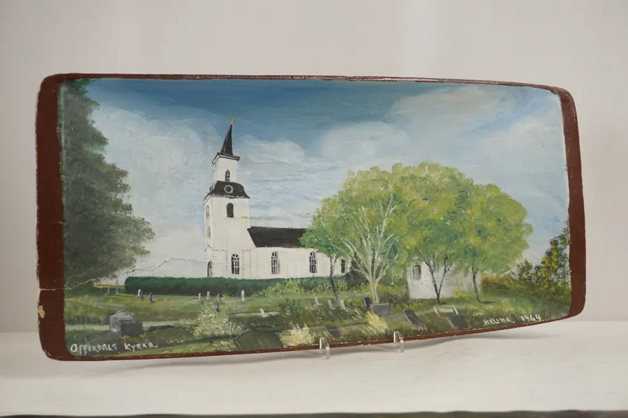 Offerdals Kyrka målat tråg65x30. M13